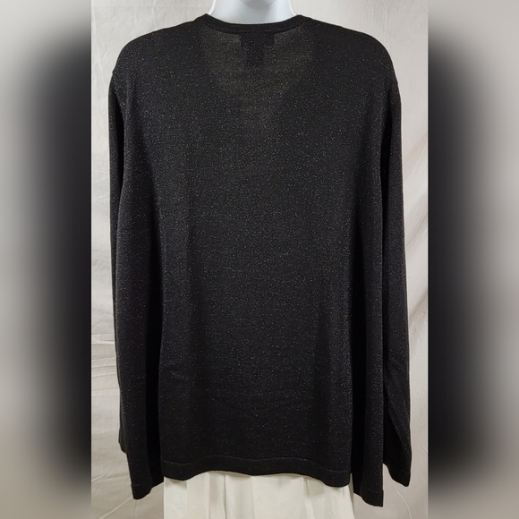 LIZ & ME Black and Silver Metallic 1 Button Sweater - Plus Size 1X - Picture 7 of 10
